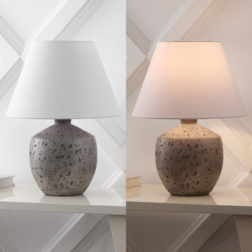 Myron 18" Minimalist Scandinavian Concrete Effect Resin/Iron LED Table Lamp - JONATHAN Y